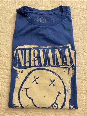 NIRVANA Blue Short-Sleeve Smiley Logo Tee